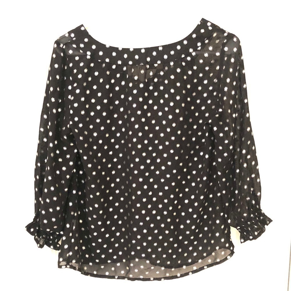 2/$30 Valerie Stevens - Black Silver Polka Dot Long Sleeve Blouse M - Picture 5 of 5